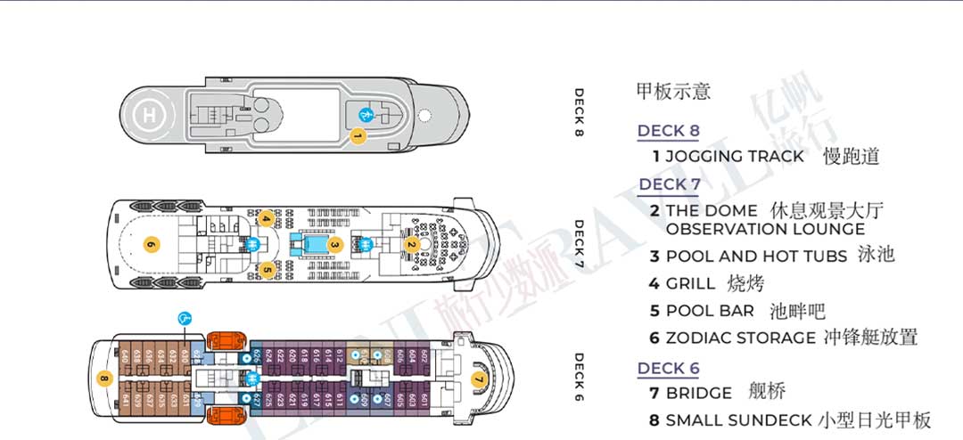 极地游轮全球领航者号甲板示意图