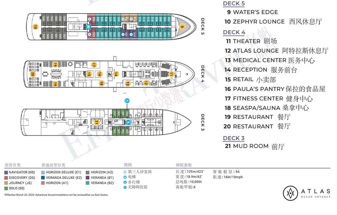 World Navigator 全球领航者号甲板示意图