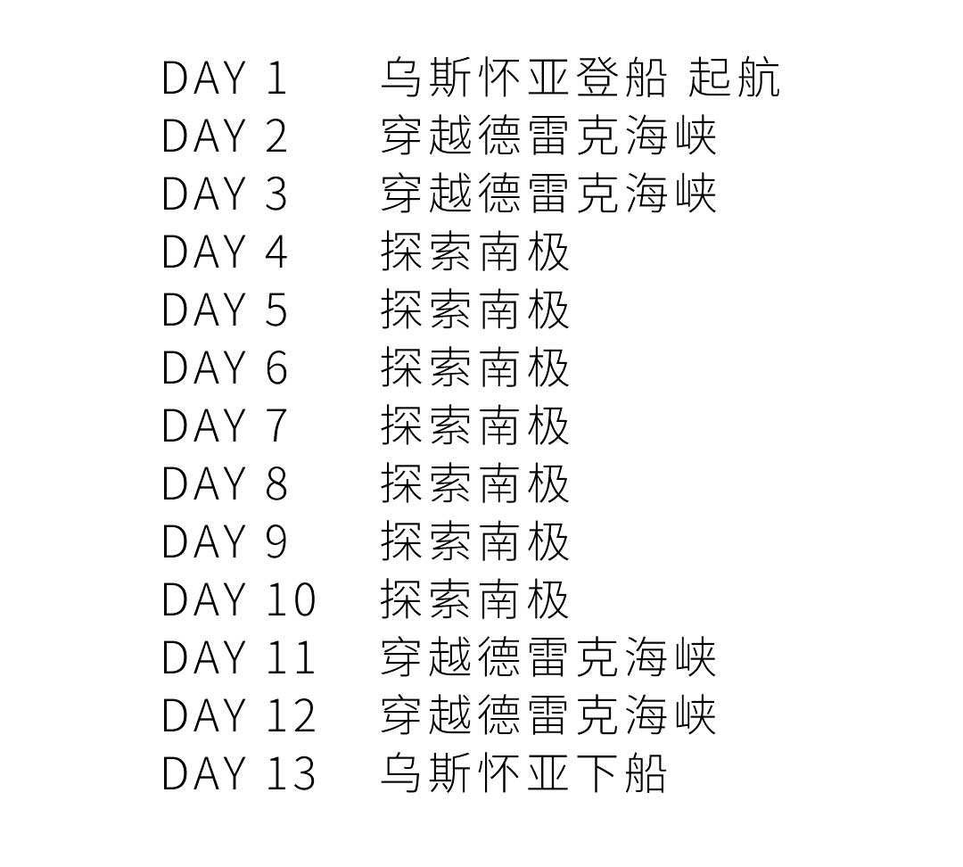 洪迪乌斯号13天南极半岛旅游简要行程